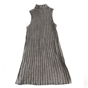 BDG Medium Urban Outfitters Grey Ribbed Sleeveless Turtleneck Sweater Dr…